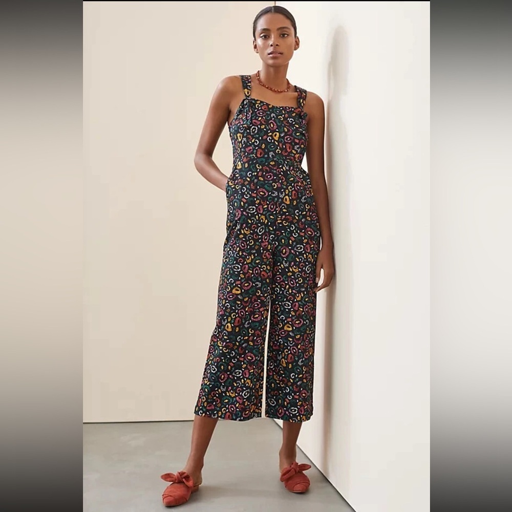 Anthropologie Farm Rio - Cropped Adventure Jumpsuit Overalls Wide Leg - Size XS